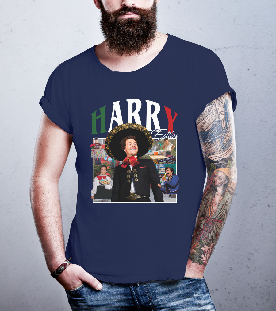 HARRY Estilos Mariachi Themed Collage In Festive Attire T-Shirt