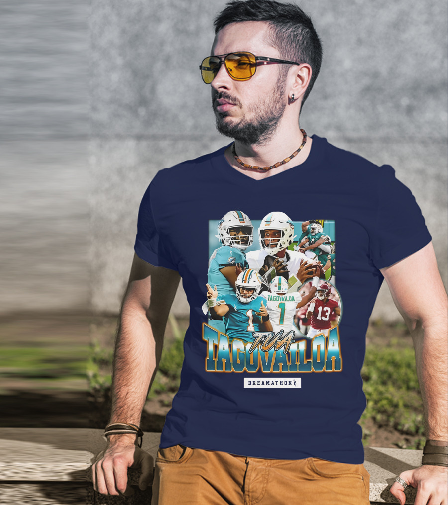 Dreamathon Tua Tagovailoa Collage Football Action T-Shirt
