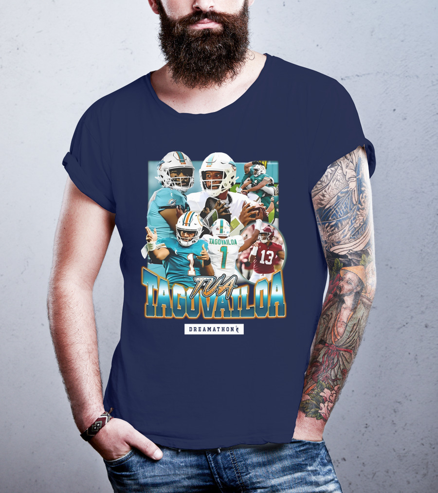 Dreamathon Tua Tagovailoa Collage Football Action T-Shirt