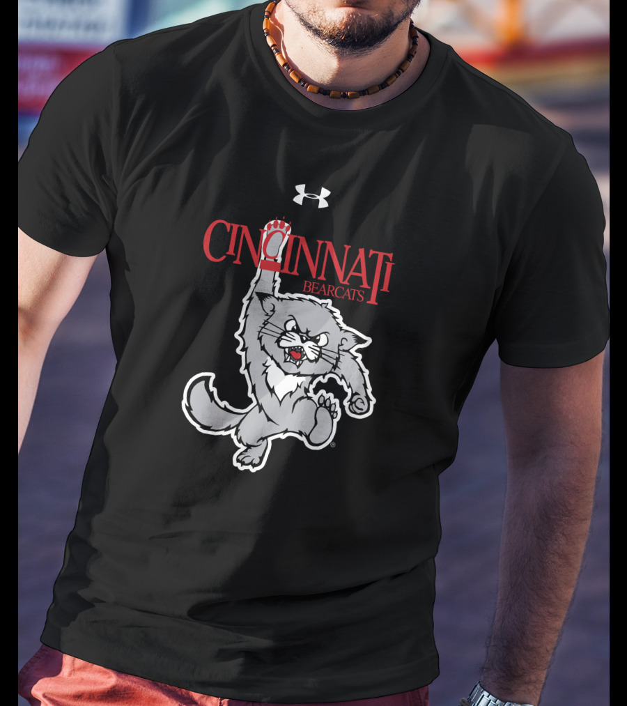 Cincinnati Bearcats 1990s Vault Logo Under Armour Retro Jumping Bearcat T-Shirt