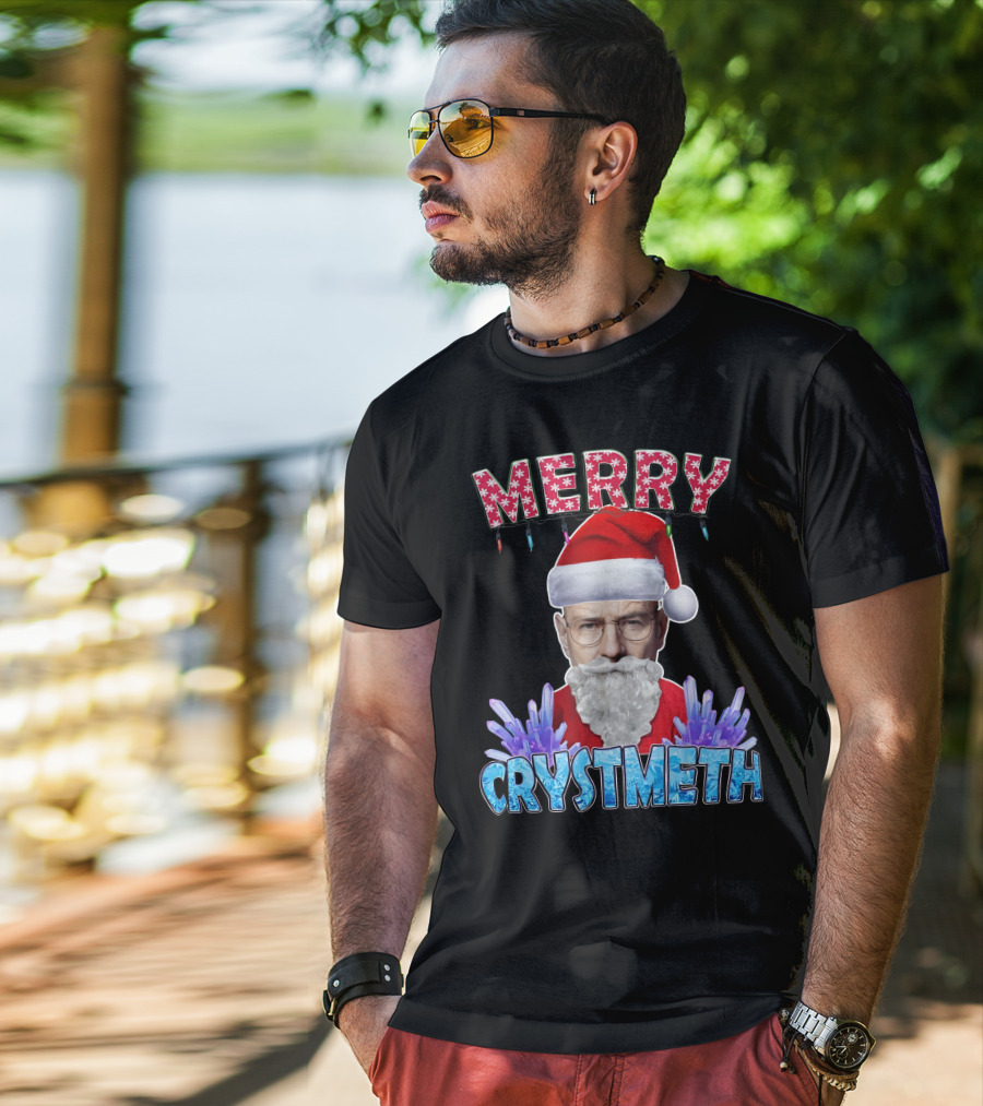Merry Crystmeth Santa With Breaking Bad Inspired Elements T-Shirt