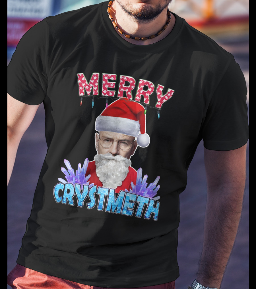 Merry Crystmeth Santa With Breaking Bad Inspired Elements T-Shirt