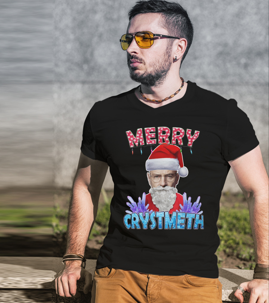 Merry Crystmeth Santa With Breaking Bad Inspired Elements T-Shirt