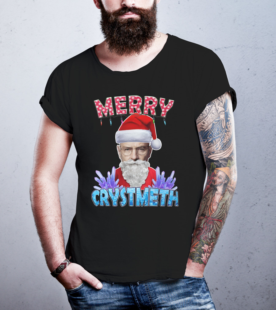 Merry Crystmeth Santa With Breaking Bad Inspired Elements T-Shirt