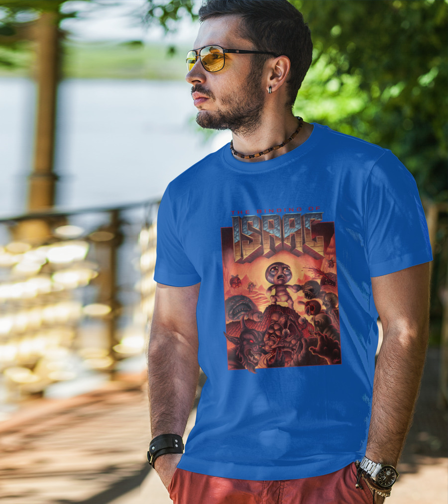 The Binding Of Isaac Dramatic Monster Battle Scene With Detailed Character T-Shirt