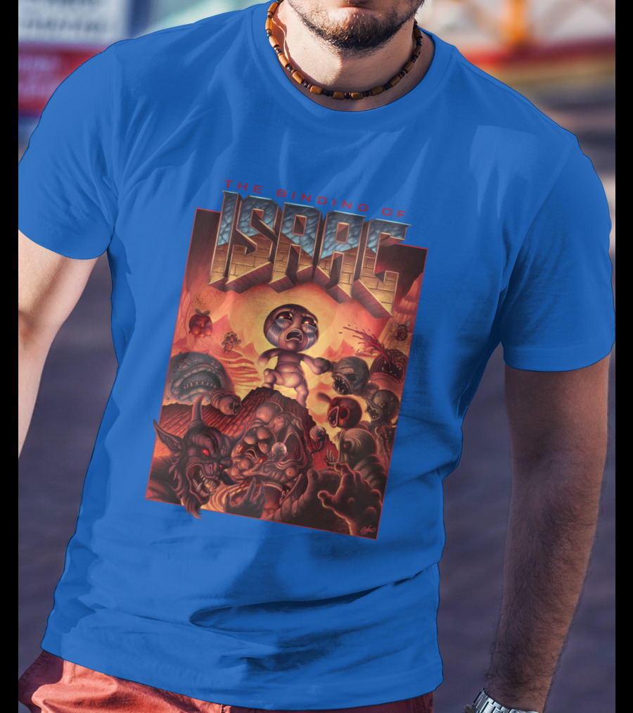 The Binding Of Isaac Dramatic Monster Battle Scene With Detailed Character T-Shirt
