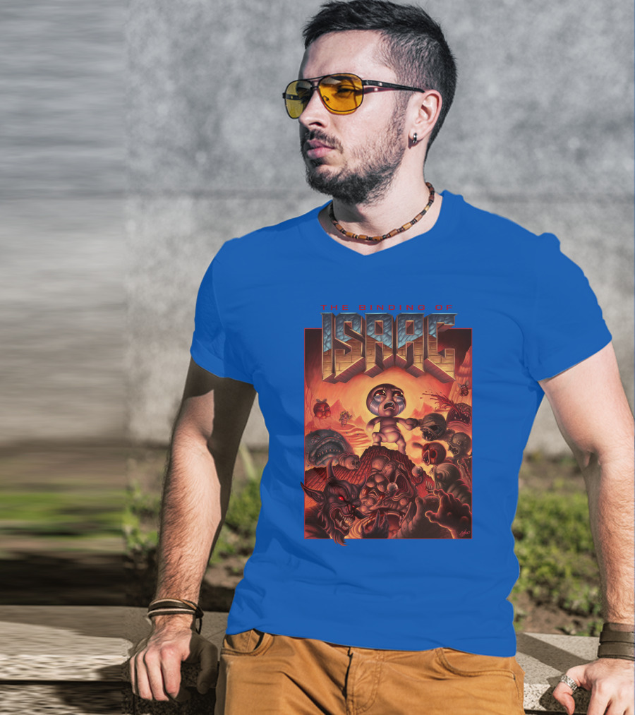 The Binding Of Isaac Dramatic Monster Battle Scene With Detailed Character T-Shirt