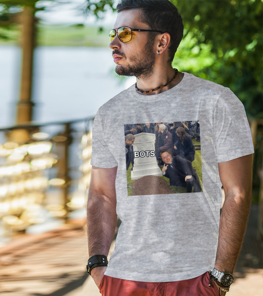 Elon Musk Bots Meme Graveyard Scene T-Shirt