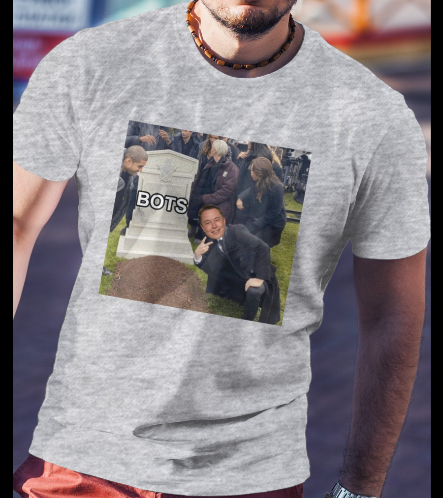Elon Musk Bots Meme Graveyard Scene T-Shirt
