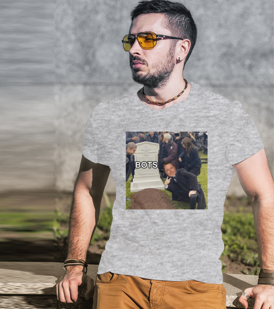Elon Musk Bots Meme Graveyard Scene T-Shirt