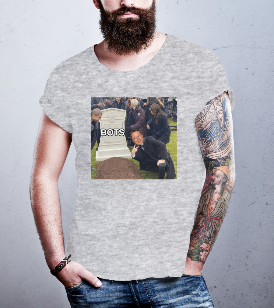 Elon Musk Bots Meme Graveyard Scene T-Shirt