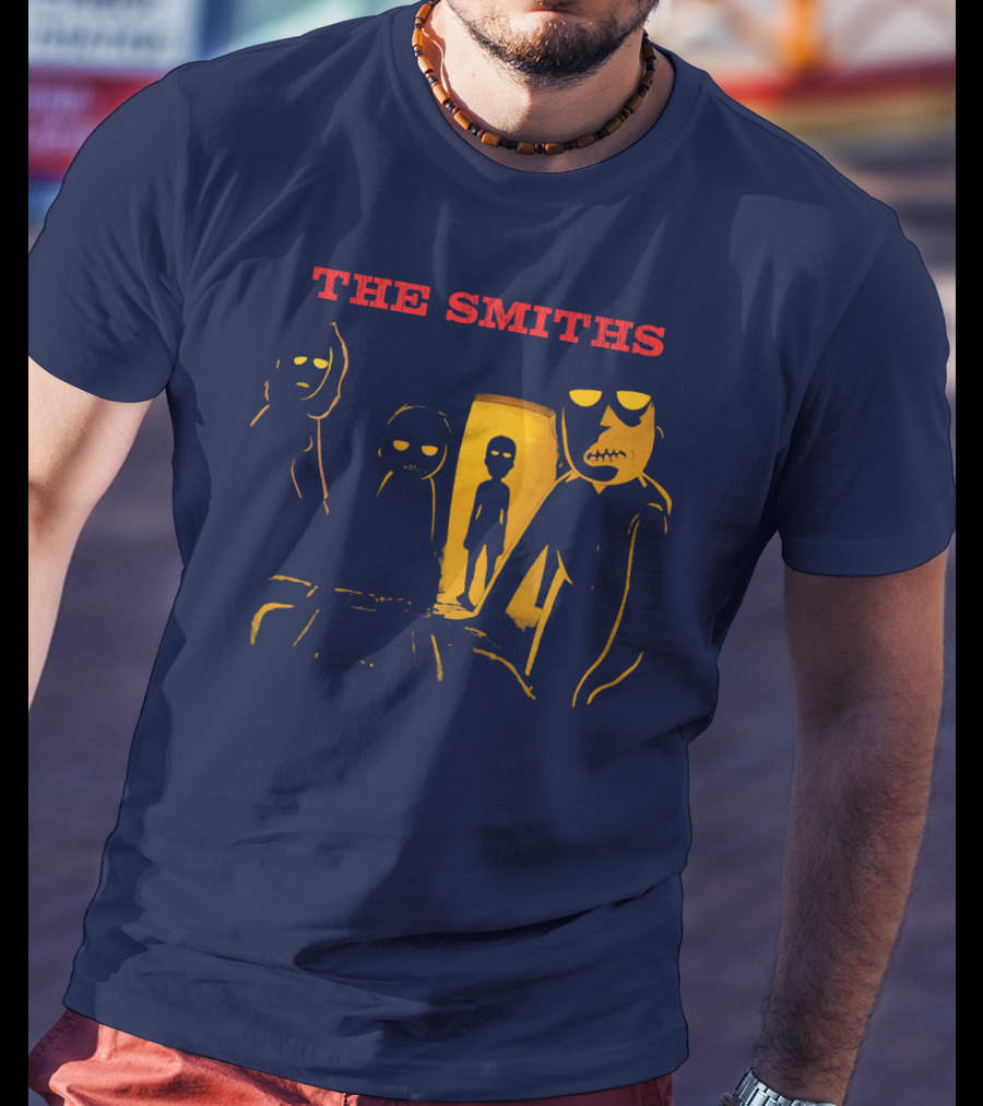 THE SMITHS Yellow Characters In Darkened Room With Doorway Light T-Shirt