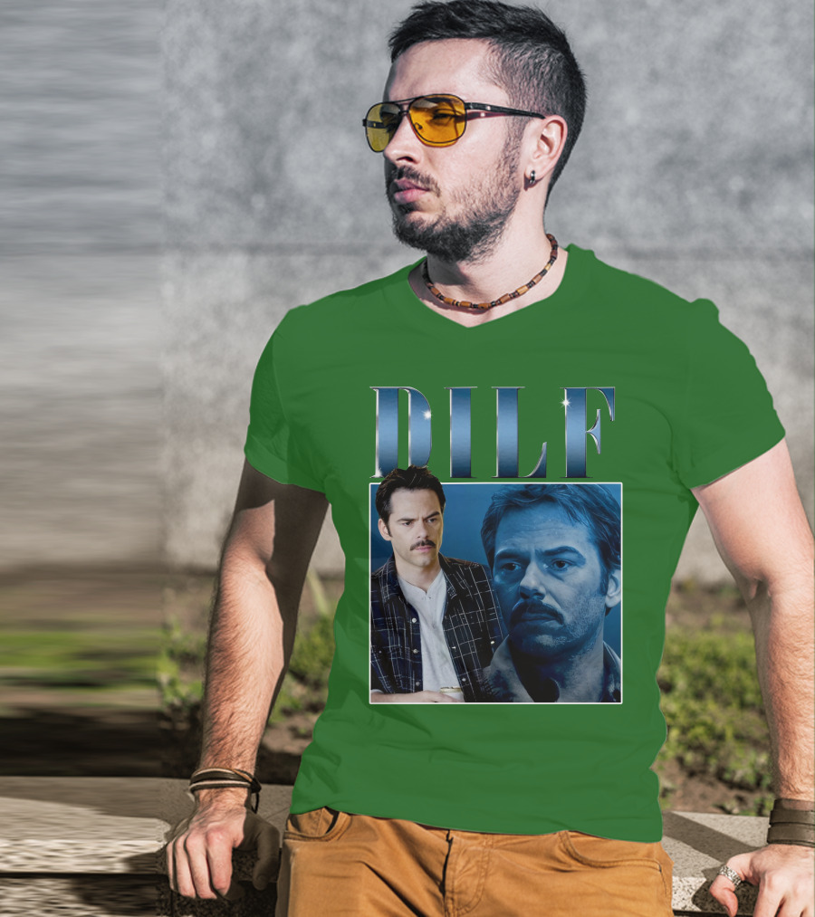 Charlie Swan DILF Mustache Double T-Shirt