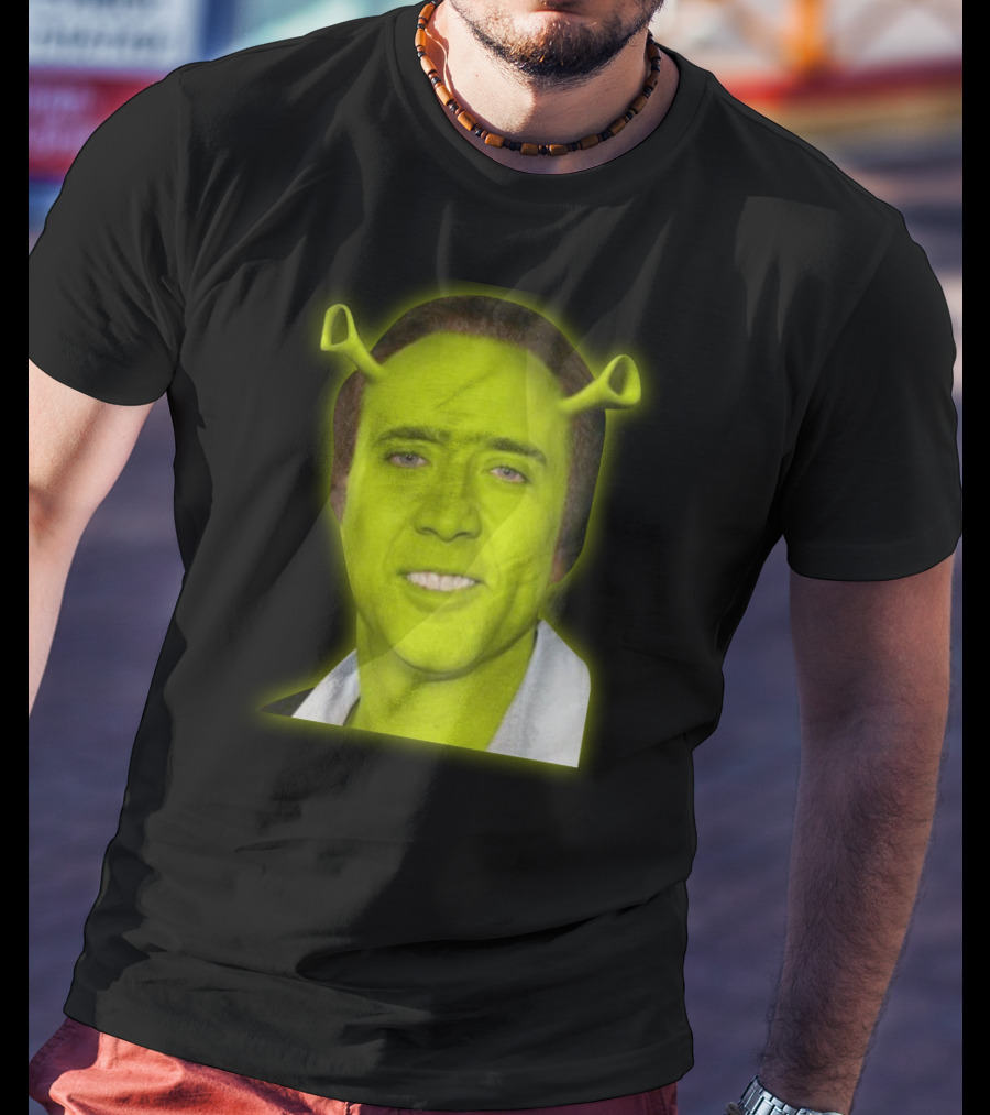 Shrekolas Cage Meme Mashup Face Fusion Character Elements T-Shirt