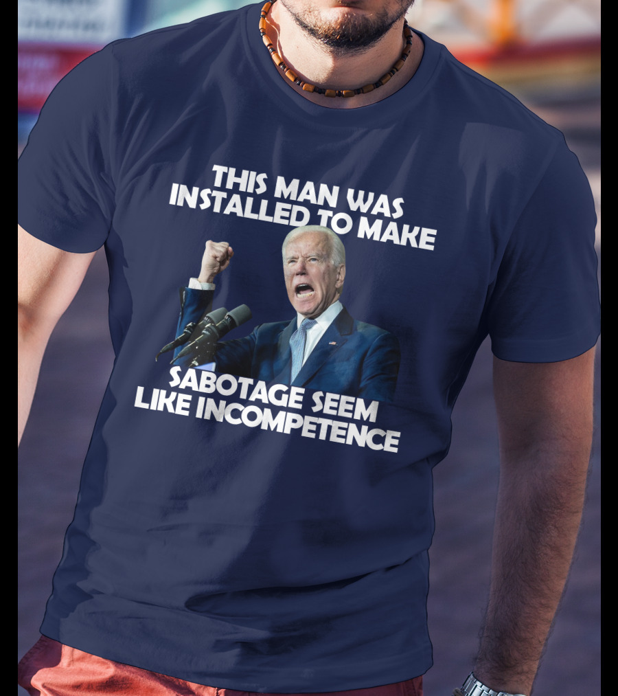 This Man Was Installed To Make Sabotage Seem Like Incompetence Fist Raised With Microphones T-Shirt