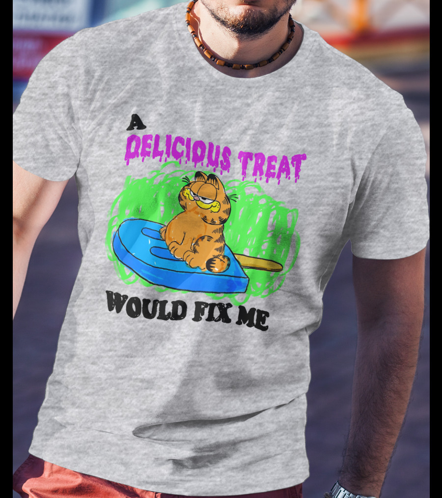 Garfield A Delicious Treat Would Fix Me Popsicle T-Shirt
