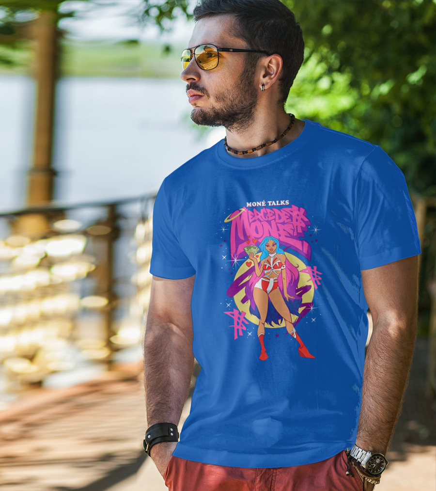 Moné Talks Vibrant Mercedes Moné Character With Angelic Halo And Cash Fan T-Shirt