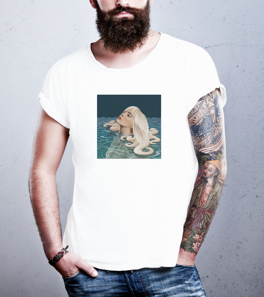 Resurface Feminine Profile Emerging From Water With Flowing Hair T-Shirt