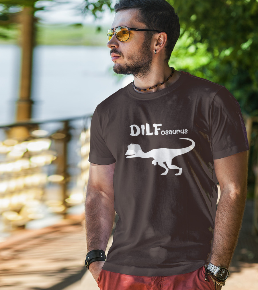 DILFosaurus Dinosaur Silhouette With Hairstyle T-Shirt