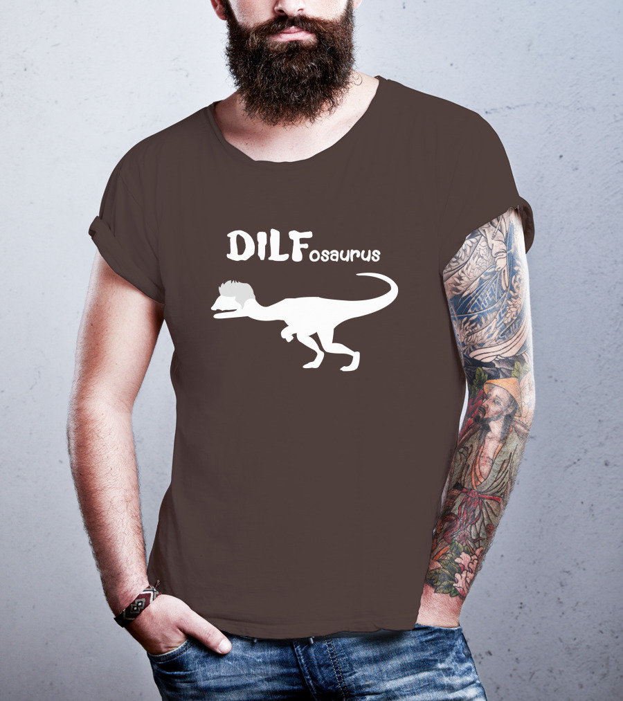 DILFosaurus Dinosaur Silhouette With Hairstyle T-Shirt