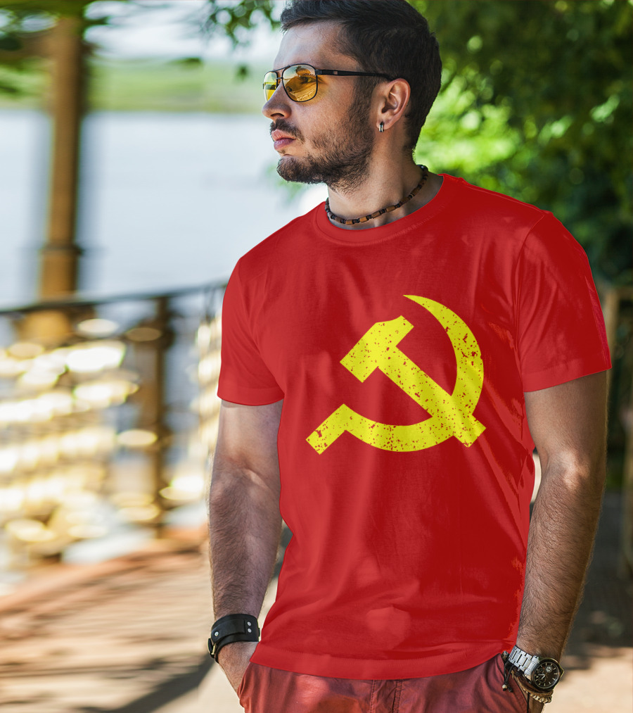Aaron Spacethug Hammer And Sickle Communist Party Flag T-Shirt
