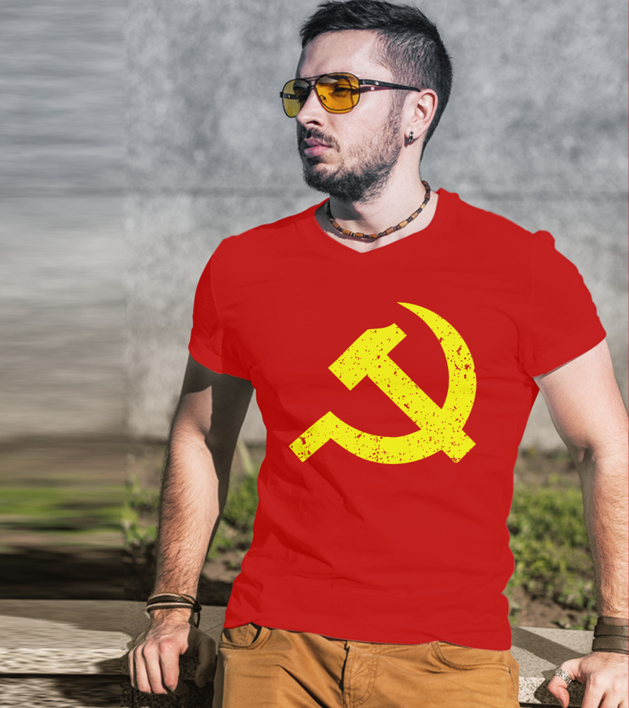 Aaron Spacethug Hammer And Sickle Communist Party Flag T-Shirt