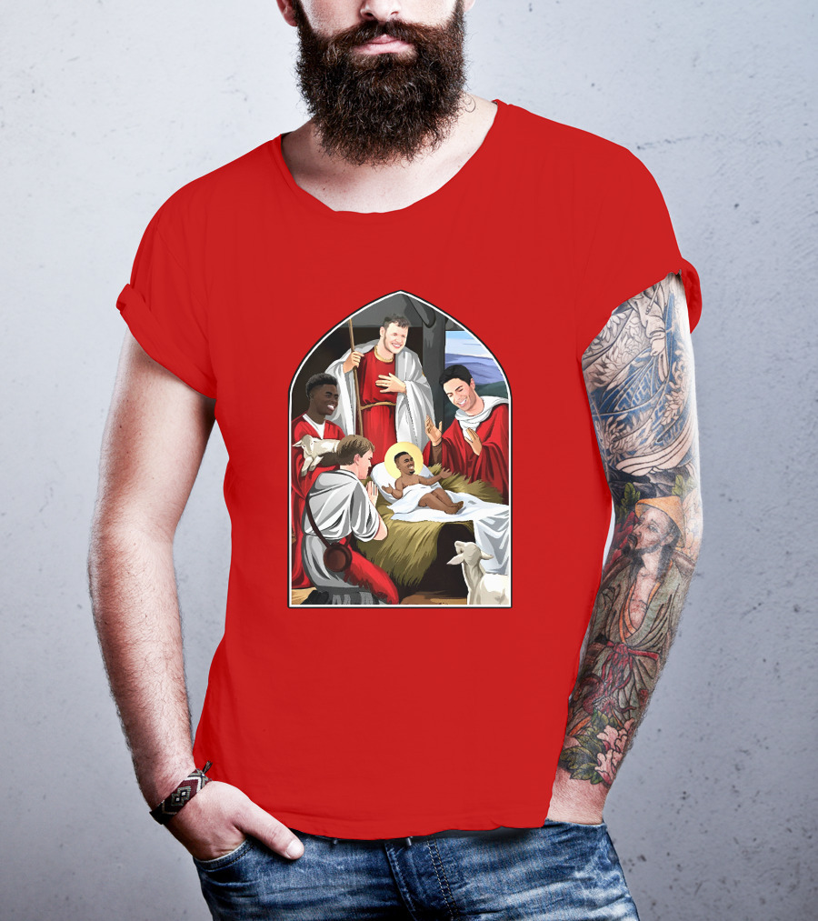 Victoriamscott Adults Jesus Saka Nativity Gunners Christmas Jumper T-Shirt