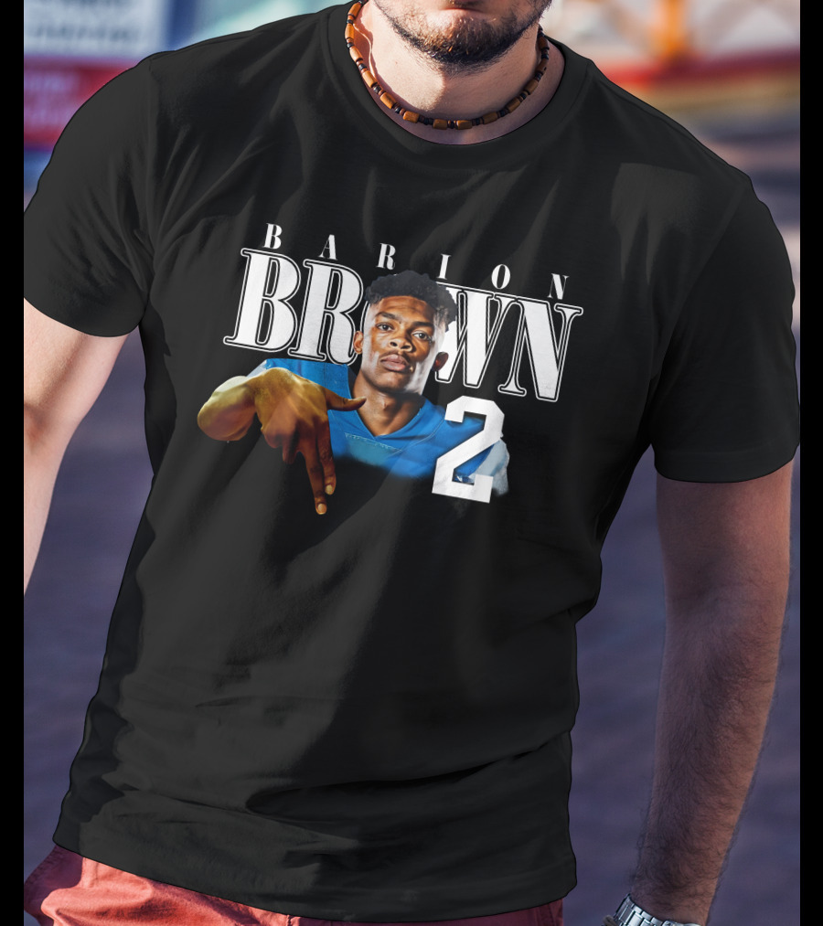 Barion Brown L’S Down Football Number 2 T-Shirt