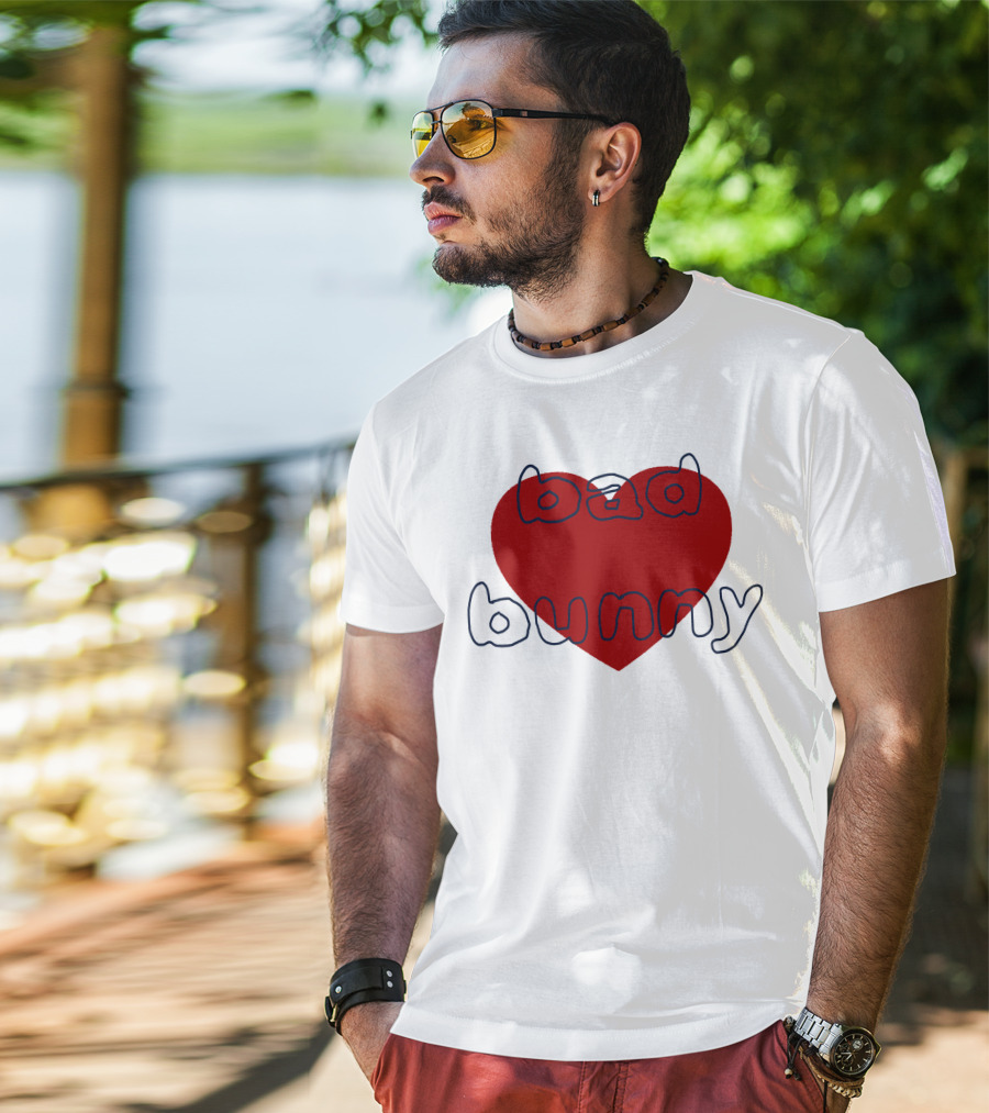 Bad Bunny Red Heart Sanbenito T-Shirt