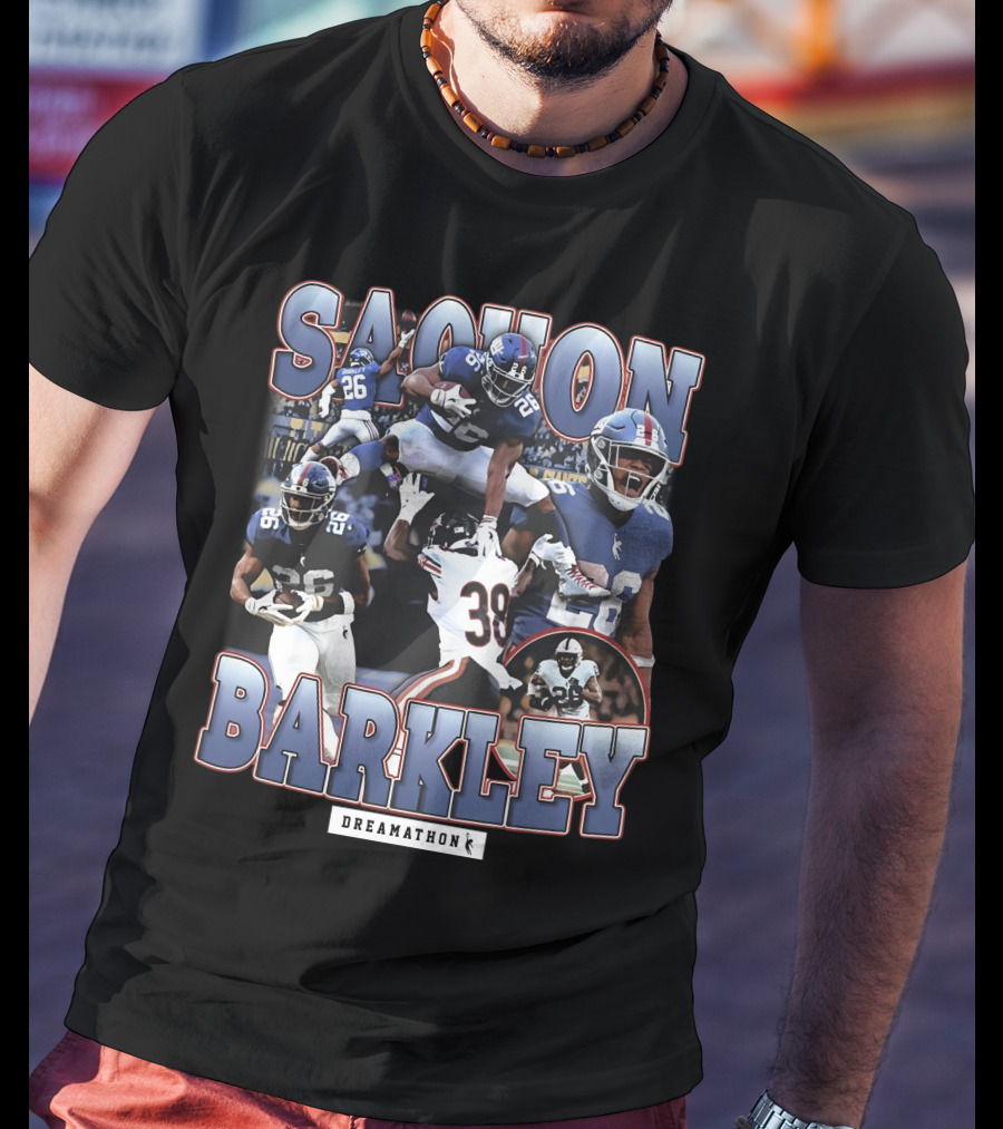 Sterling Shepard Wearing Saquon Barkley Dreamathon NFL Giants Football Collage T-Shirt