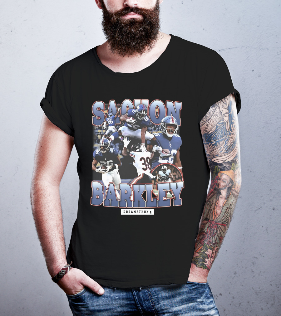Sterling Shepard Wearing Saquon Barkley Dreamathon NFL Giants Football Collage T-Shirt