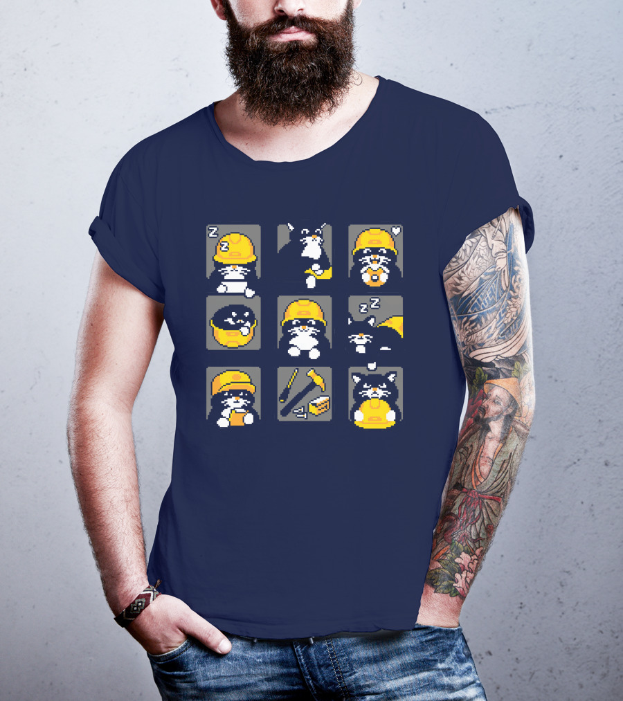 Rawpaw Ink Store Cats With Jobs Construction Workers Icons T-Shirt