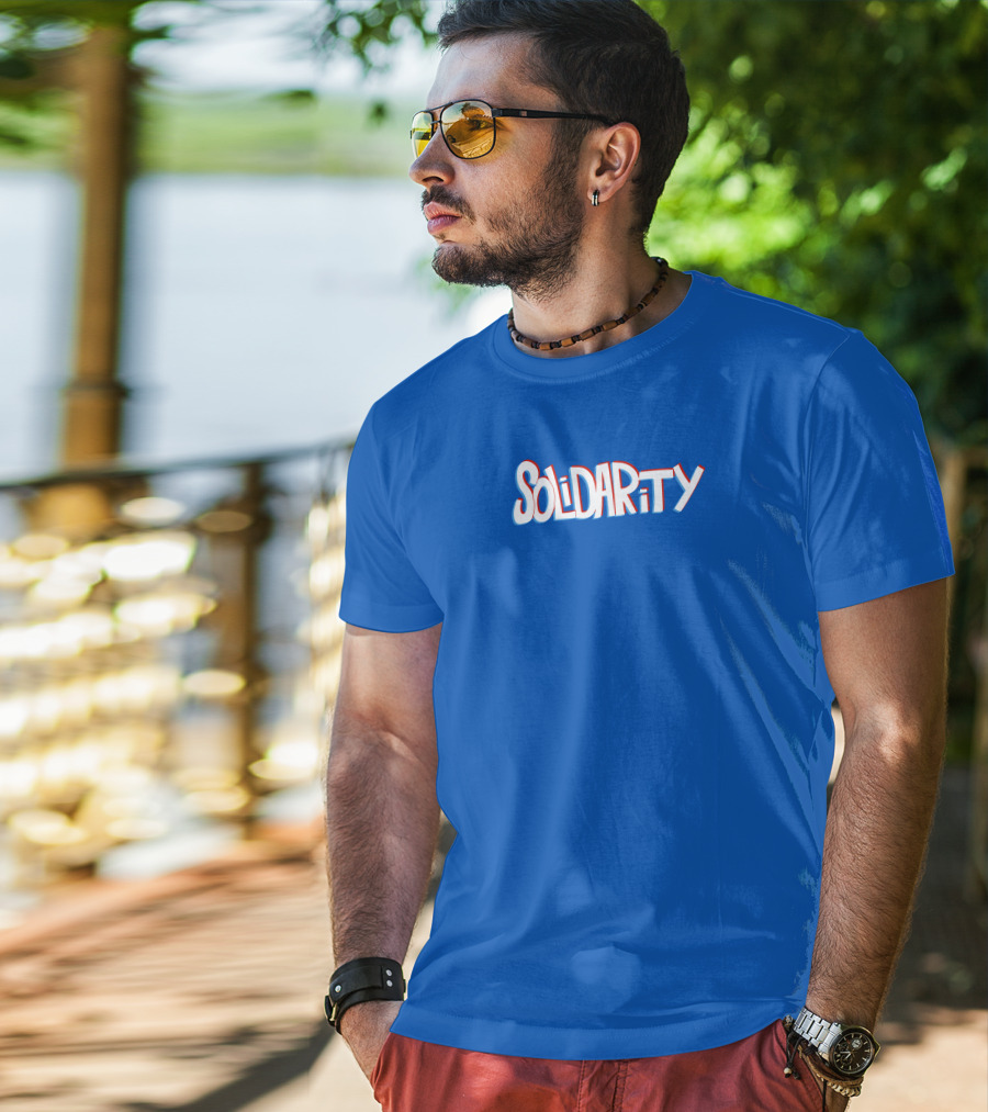Solidaritycouk Solidarity Dyed Blue Text T-Shirt