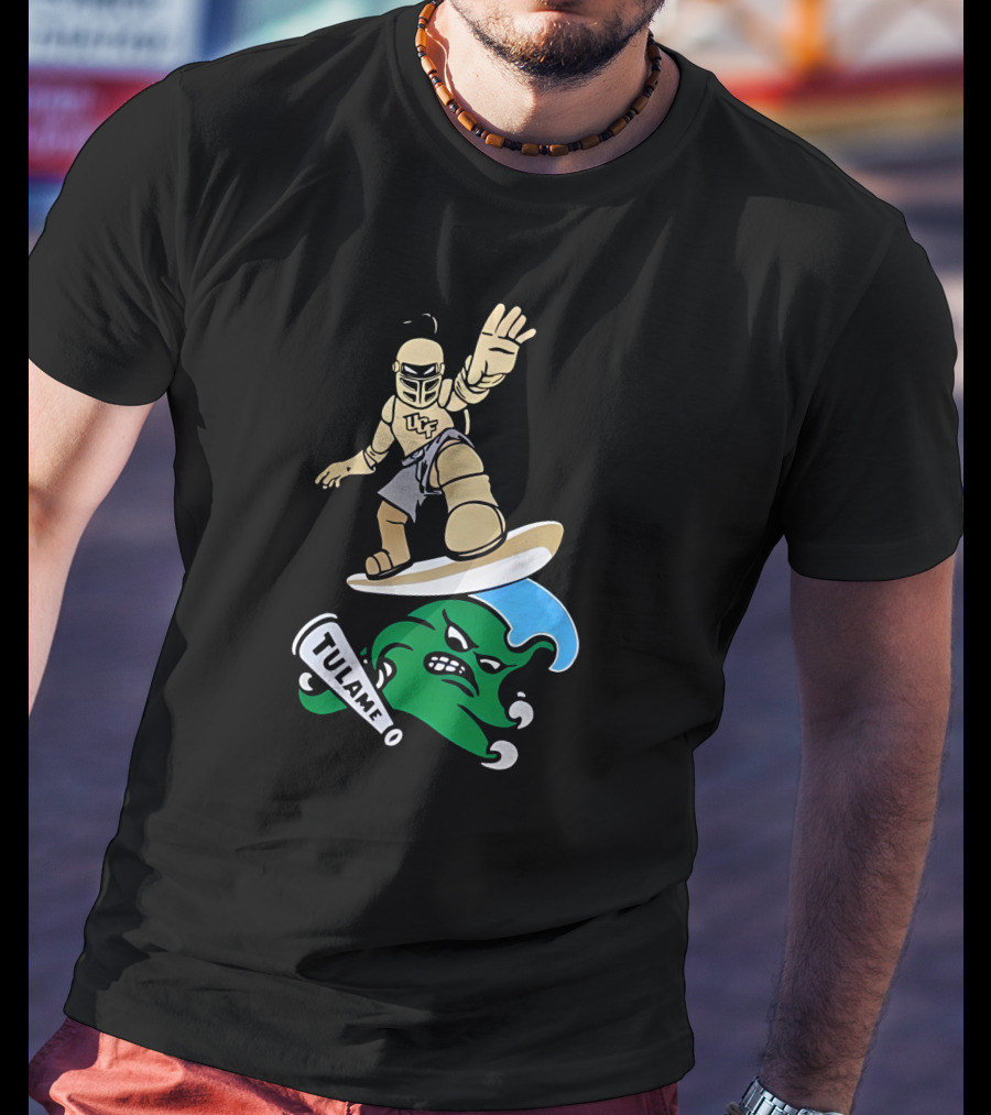 UCF Knight Surfing Tulane Green Wave Athletic Rivalry T-Shirt