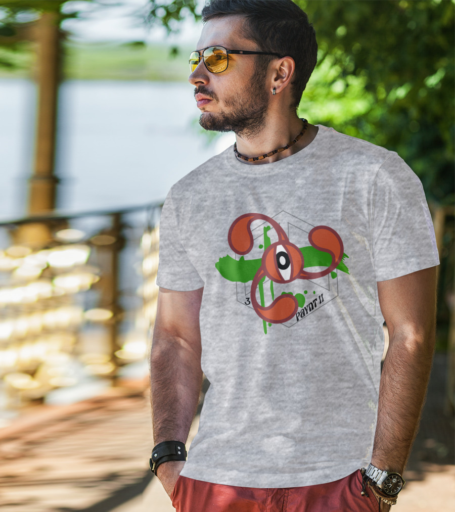 Payntbyzayn 3 Splatter Paynt II Abstract Eyeball Green Brushstroke T-Shirt
