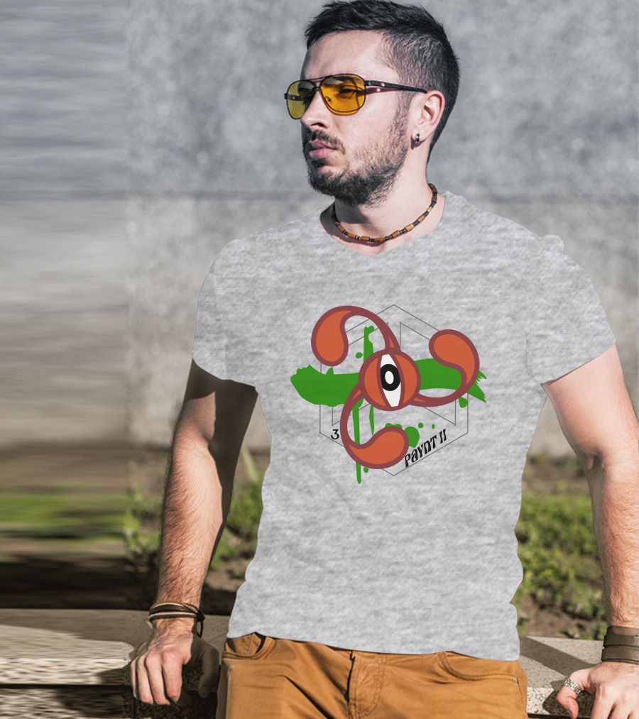 Payntbyzayn 3 Splatter Paynt II Abstract Eyeball Green Brushstroke T-Shirt