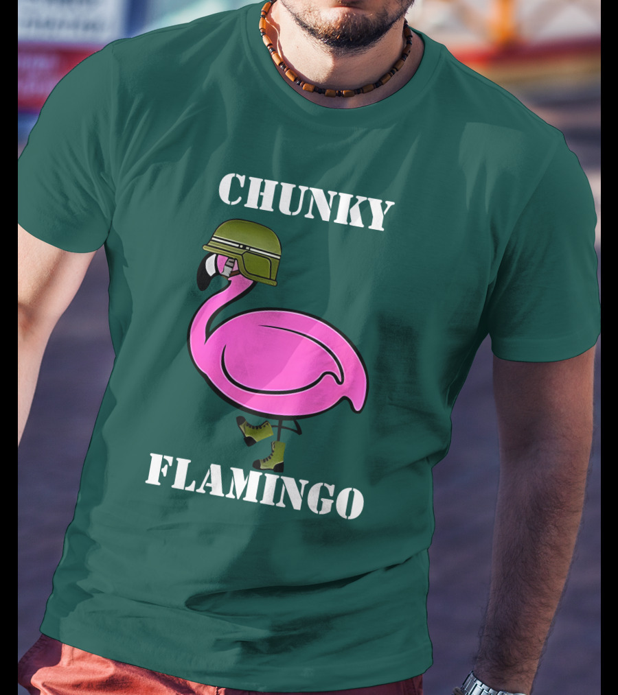 Chunky Flamingo Military Gymlifeanimal Boots Helmet T-Shirt