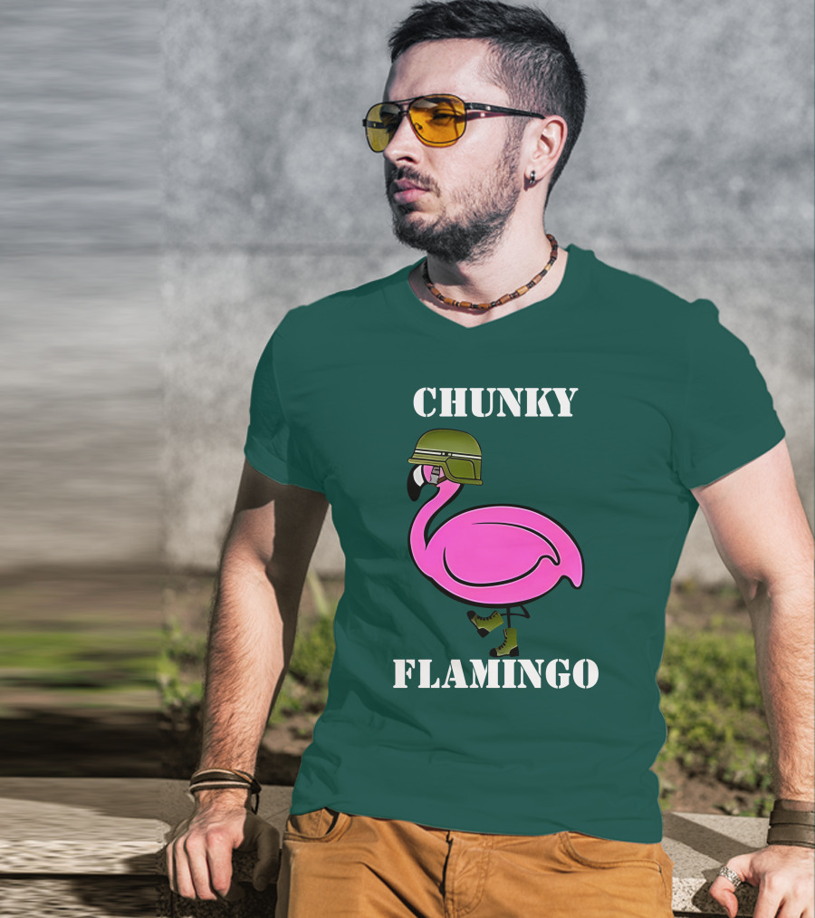 Chunky Flamingo Military Gymlifeanimal Boots Helmet T-Shirt
