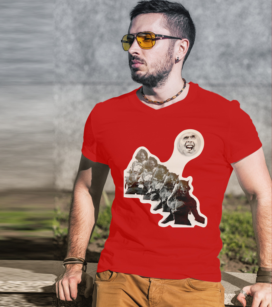 Hilarious Meme Jeffrey Wolf Transformation Full Moon Face Reaction T-Shirt