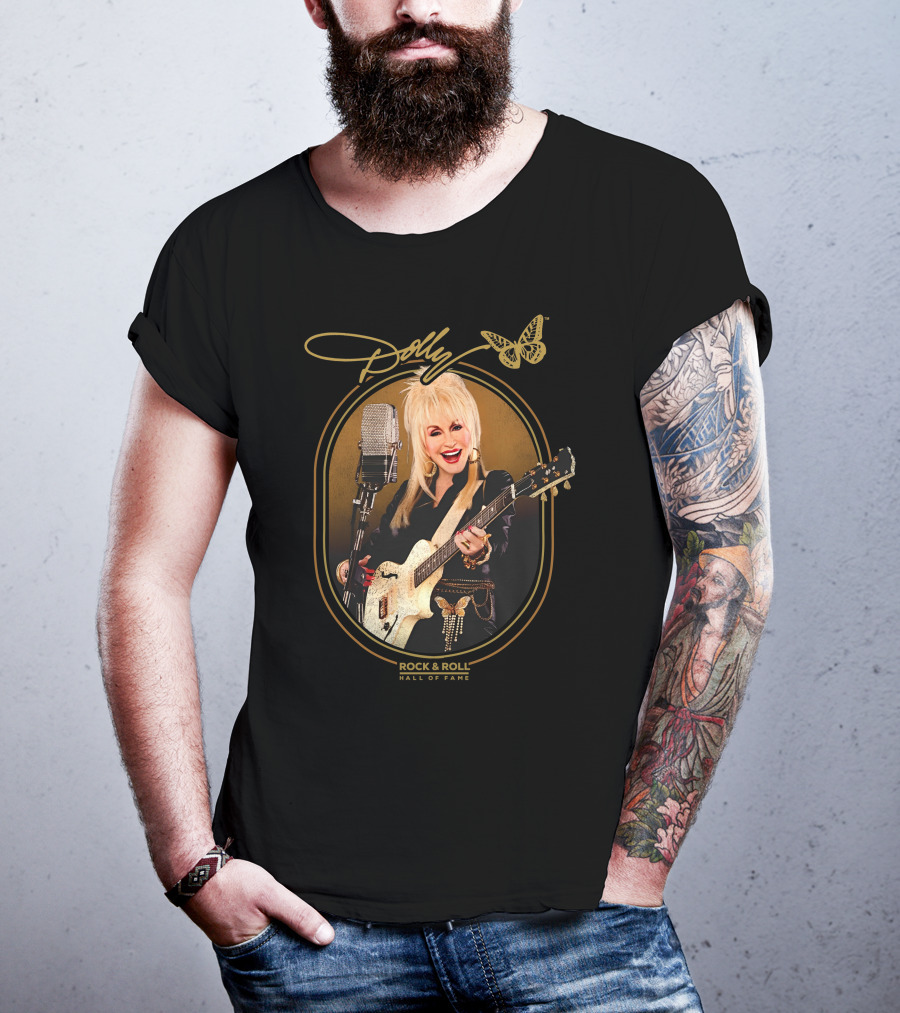 Dolly Parton Rock And Roll Hall Of Fame With Guitar And Microphone T-Shirt