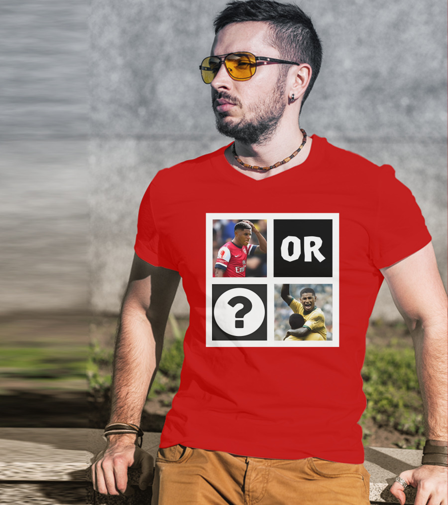 Redmancdesigns Walcott Or Pele Soccer Icons Question Mark Retro Combo T-Shirt