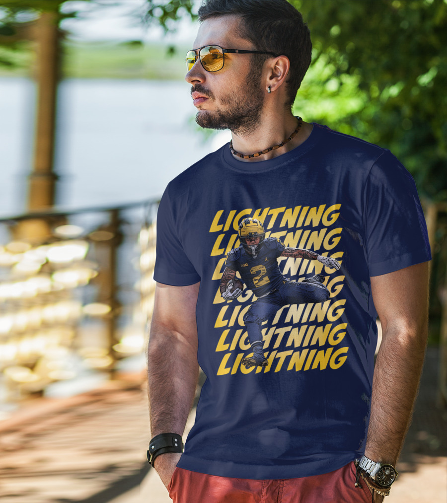 Lightning University Of Michigan Football Blake Corum Valiant Mden Merch T-Shirt