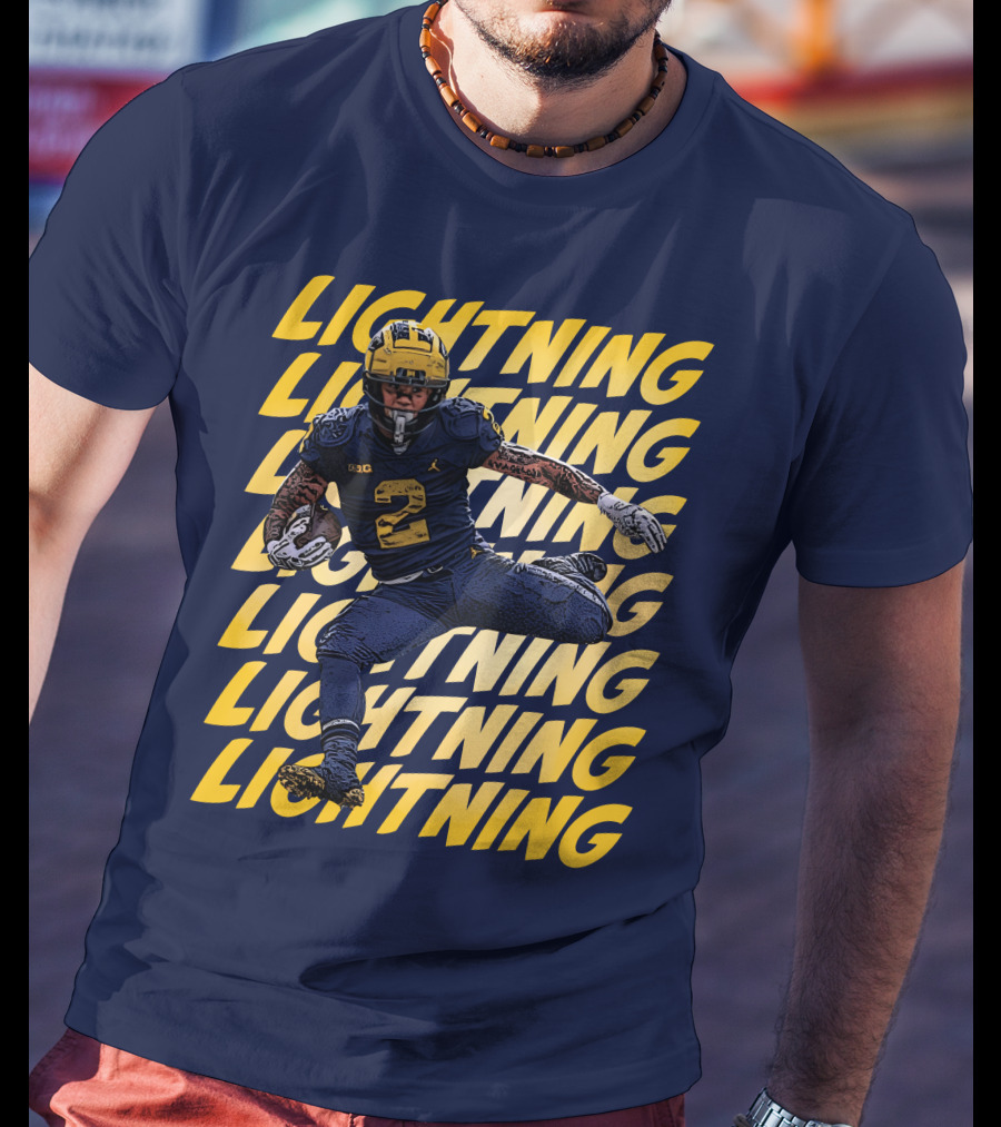 Lightning University Of Michigan Football Blake Corum Valiant Mden Merch T-Shirt