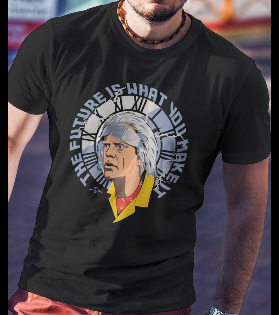 Universal Back To The Future The Future Is What You Make It Doc Brown Clock Face T-Shirt