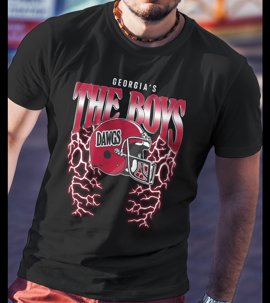 Georgia's The Boys Dawgs Helmet Lightning T-Shirt
