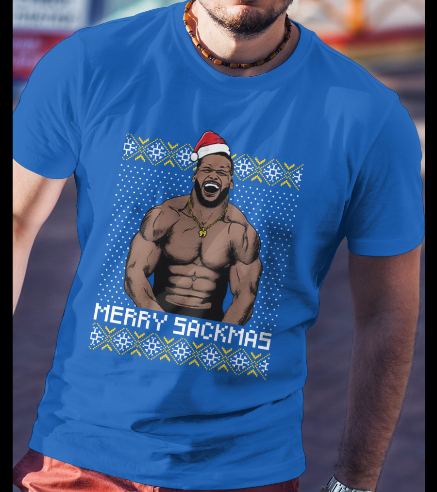 Aaron Donald Merry Sackmas Santa Hat Muscles Uglysweater T-Shirt