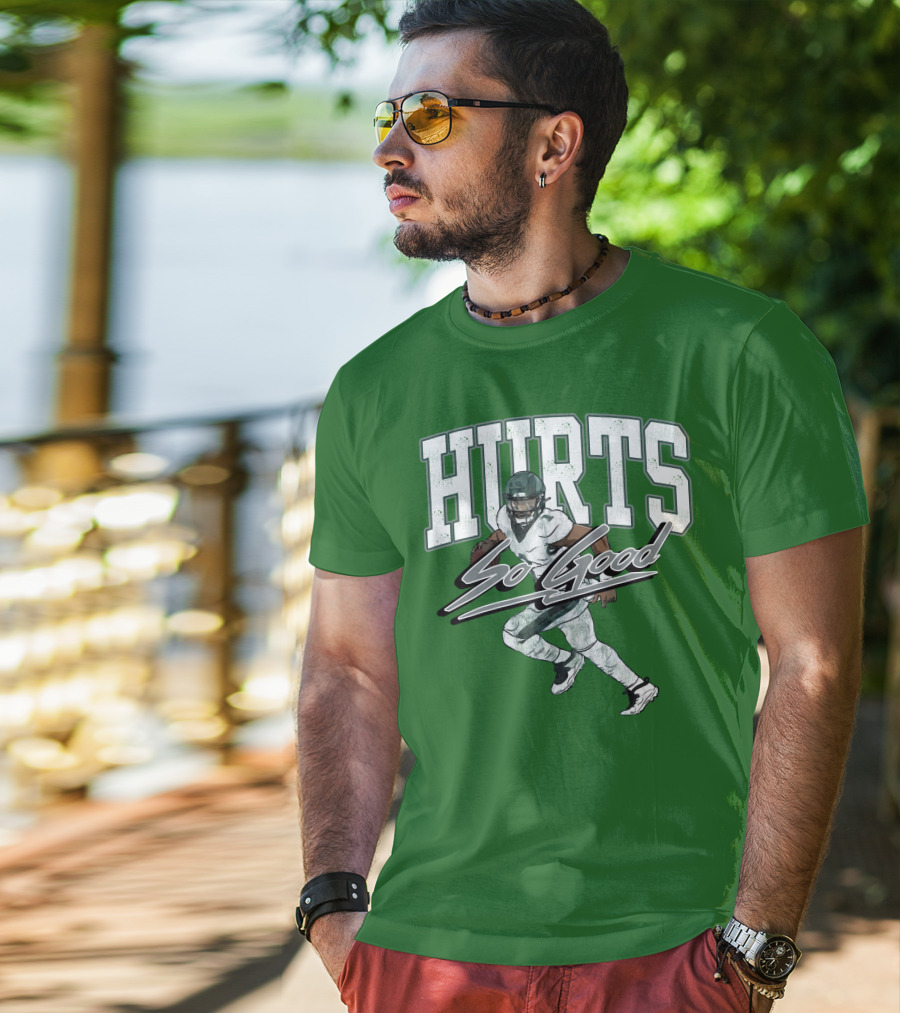 Hurts So Good Pigment Dyed Football Player Green T-Shirt