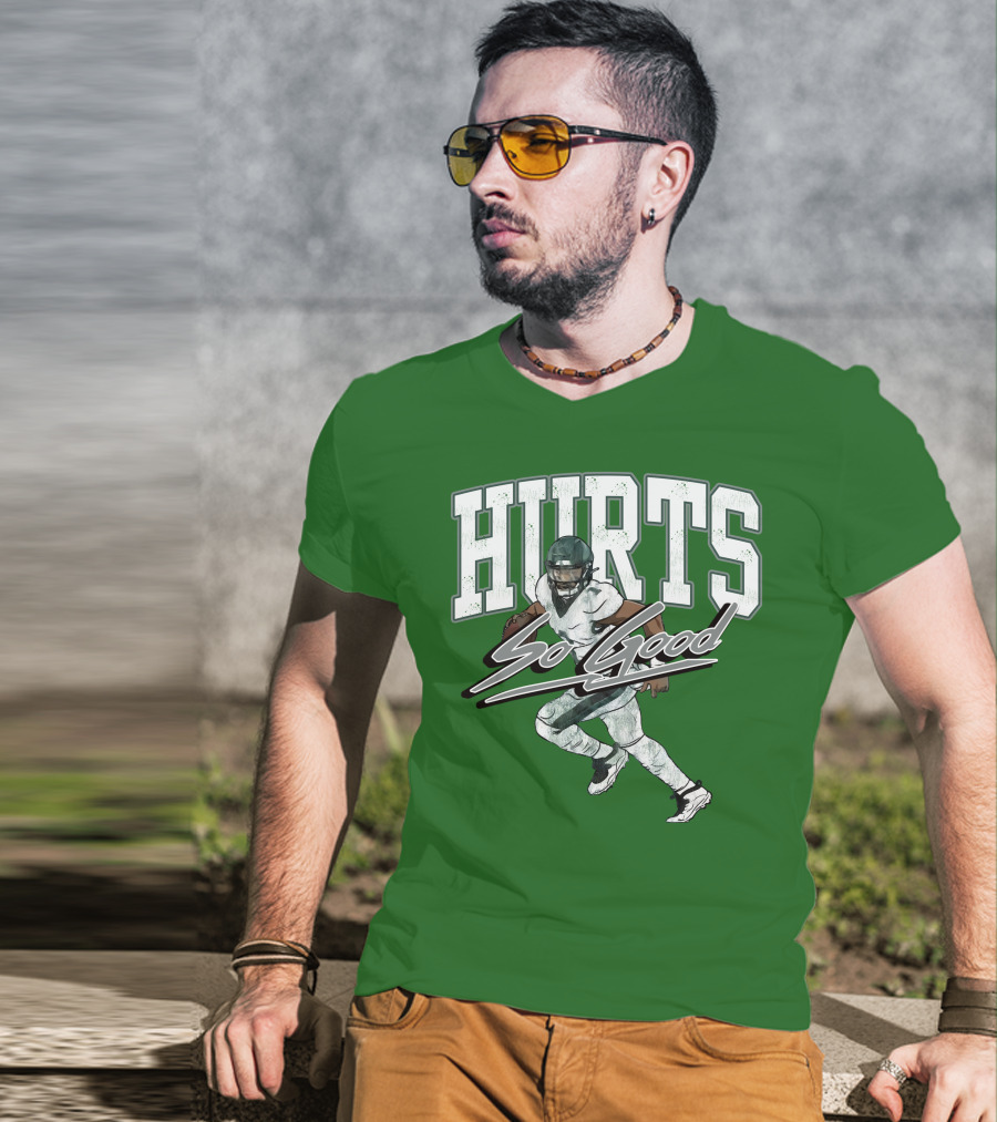 Hurts So Good Pigment Dyed Football Player Green T-Shirt