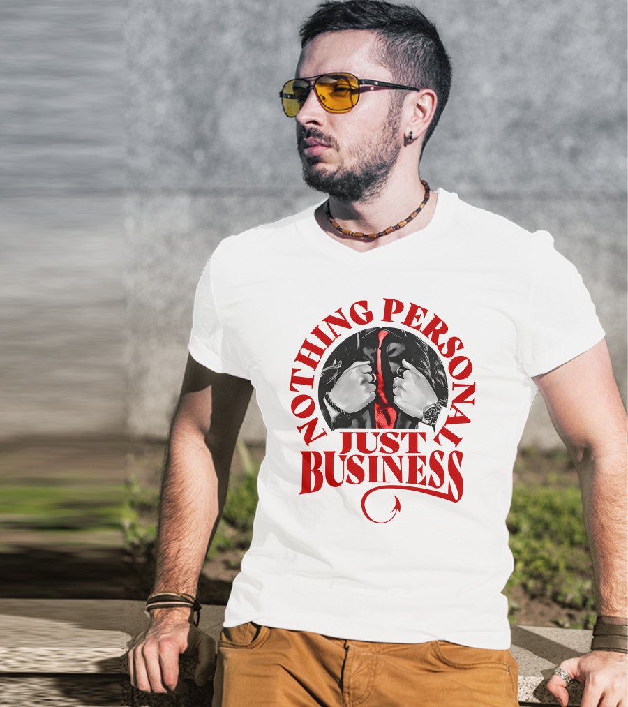 Nothing Personal Just Business Red Tie Hidden Face T-Shirt