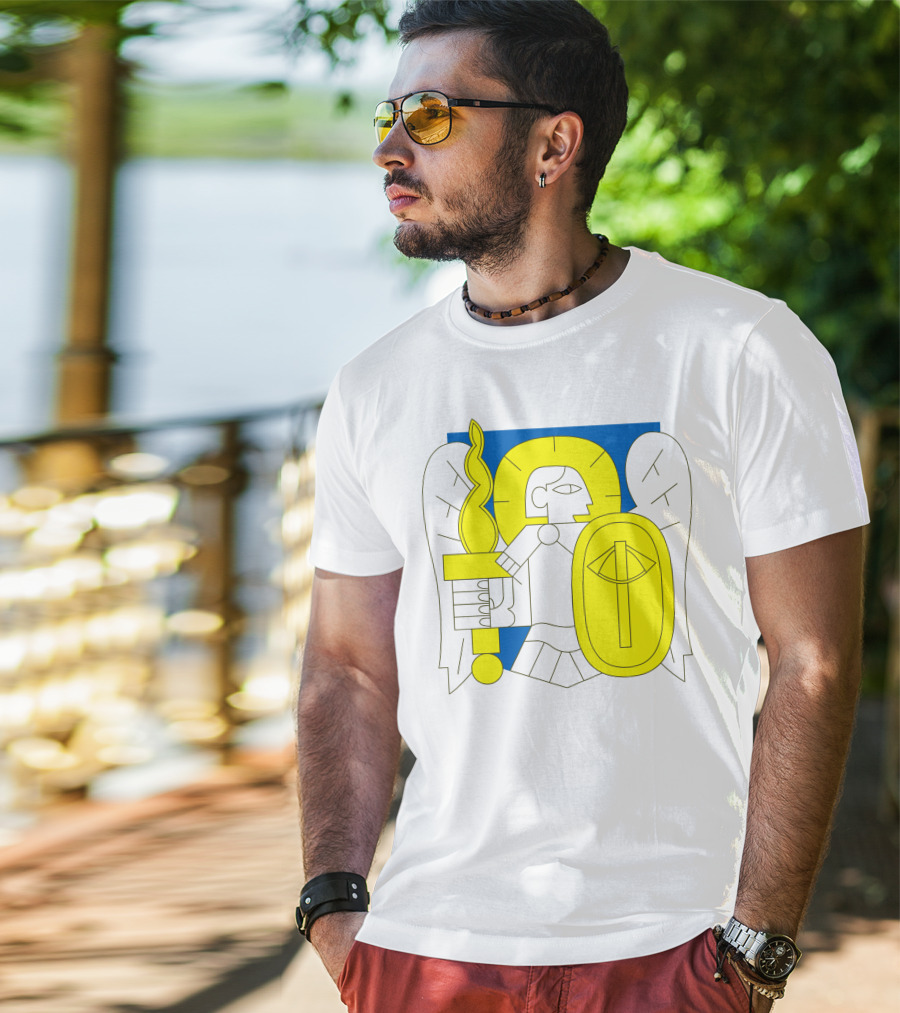 Saintjavelin Merch Kyiv Archangel Torch Shield Emblem T-Shirt